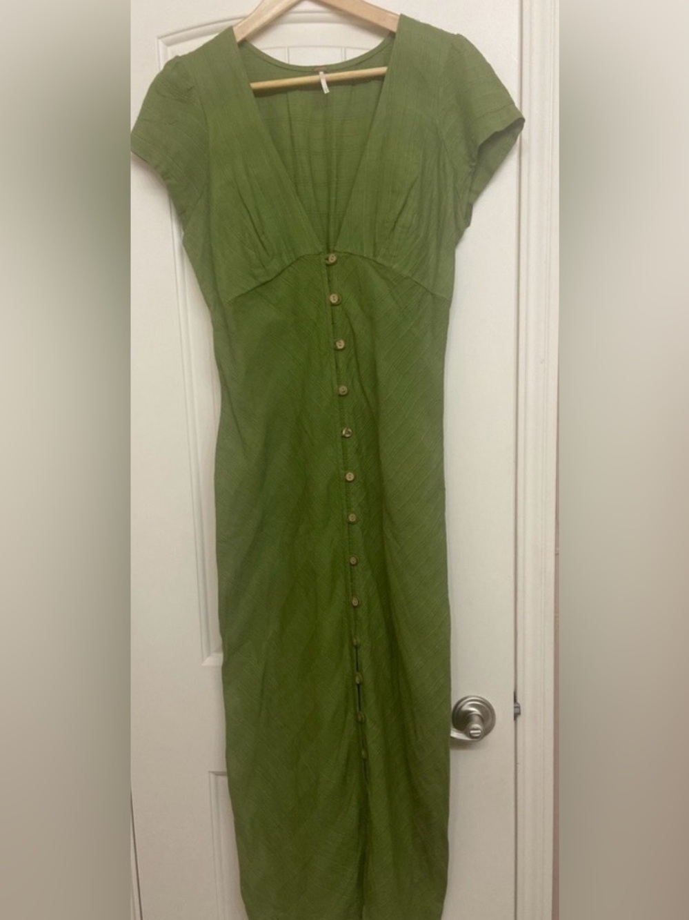 Free People New in Town Midi Dress Olive Green - Picture 2 of 5
